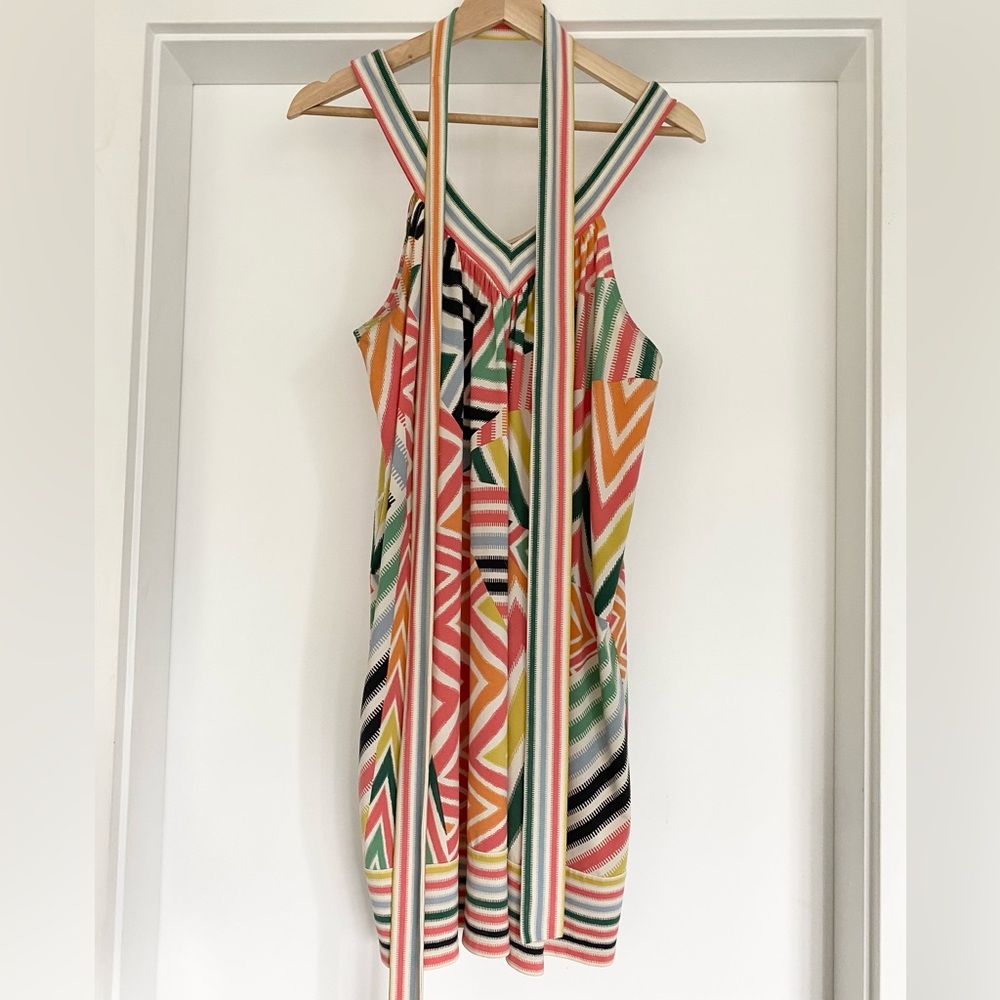 Vintage 90s BCBG Maxazria Geometrical Stripped Dress Size Small
